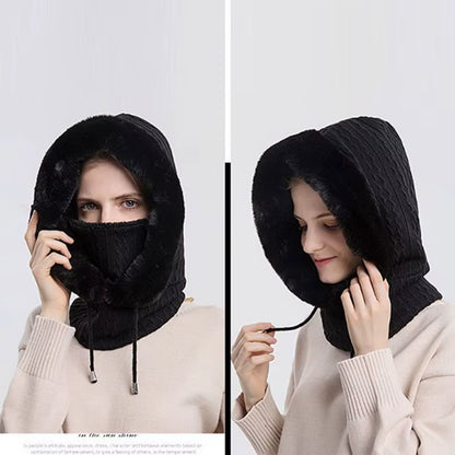 Hat Knitted Winter , Scarf & Neck Warmer 3-n-1  – Unisex Hooded Beanie Balaclava for Men & Women, Ski Cap for Cold Weather”