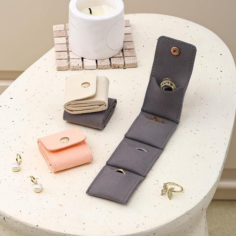 Mini Travel Jewelry Organizer Set (3Pcs) – Velvet Lined, Foldable Storage Boxes with Snap Closure