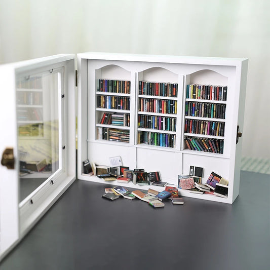 Miniature Wooden Library Bookshelf Ornament for Stress Relief and Anxiety Management - Ideal Gift for Friends and Dollhouse Decor