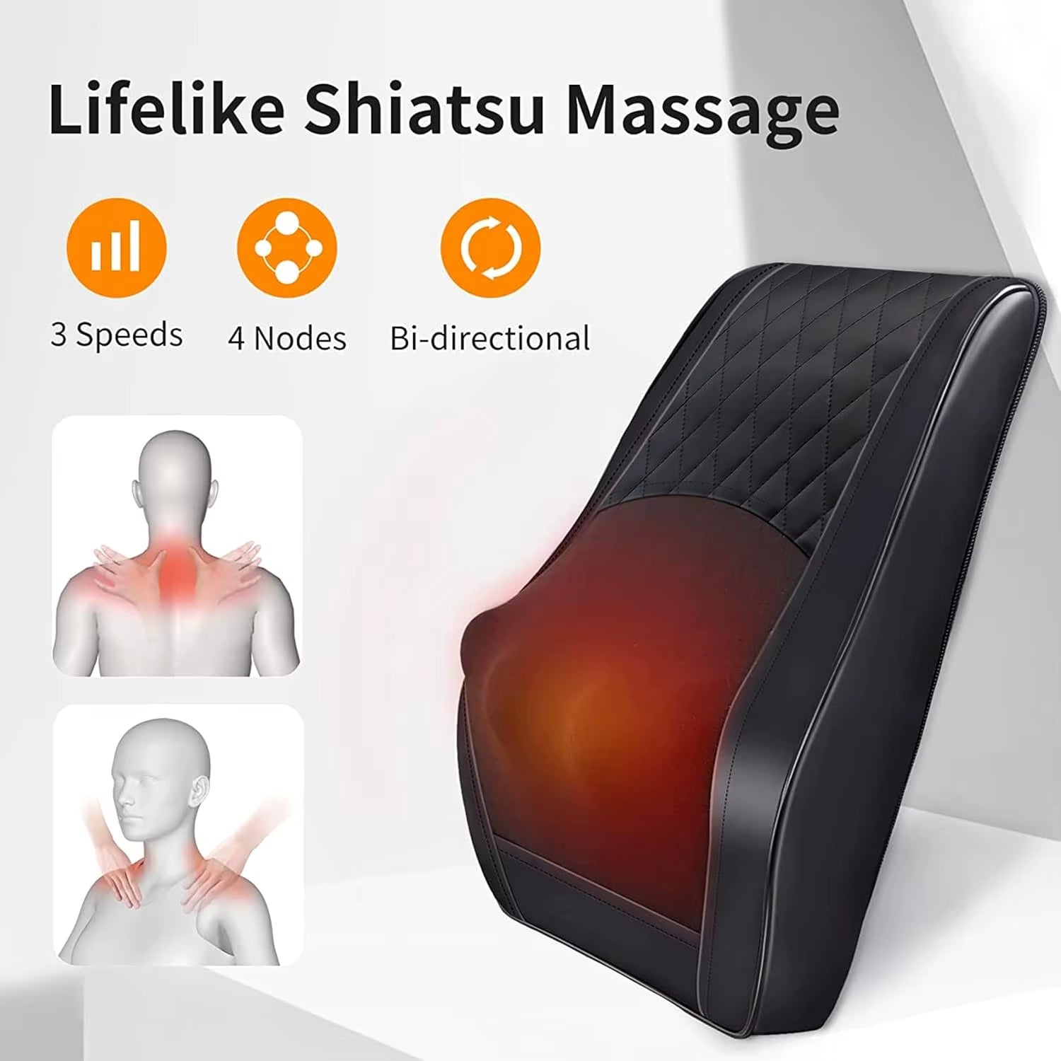 Back Massager with 3D Kneading Back & Neck Massager with Heat – Shiatsu Massage Pillow for Back, Neck, Shoulder, Leg Pain Relief | 2 Heating Zones, Remote Control – Perfect Gift for Women & Men