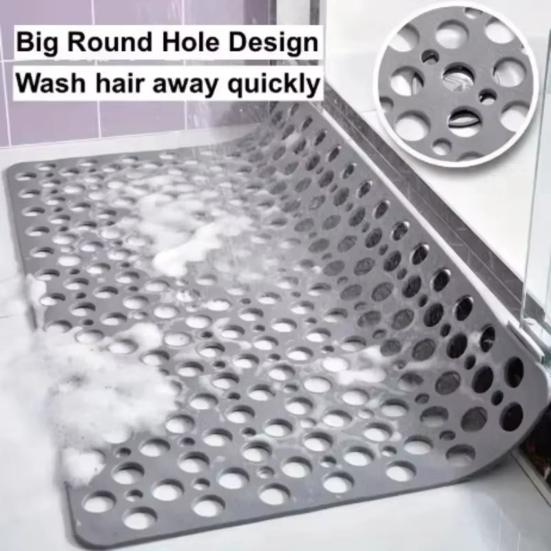 Square Non-Slip Bathroom Mat with Suction Cups – Quick Drain Shower Mat, Anti-Fall Massage Floor Pad, Fast Drying Design