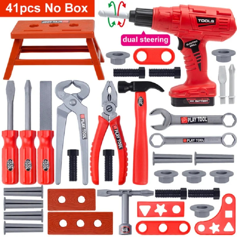 Kids Toolbox Engineer Playset – Electric Drill & Screwdriver Repair Tools Kit, Pretend Construction Toy for Boys & Girls, Educational STEM Gift