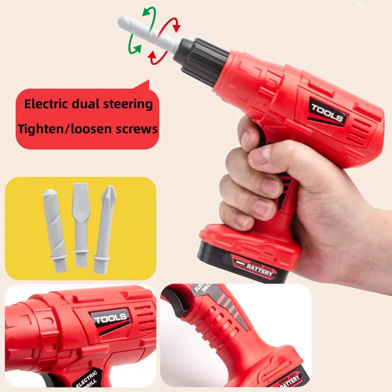 Kids Toolbox Engineer Playset – Electric Drill & Screwdriver Repair Tools Kit, Pretend Construction Toy for Boys & Girls, Educational STEM Gift