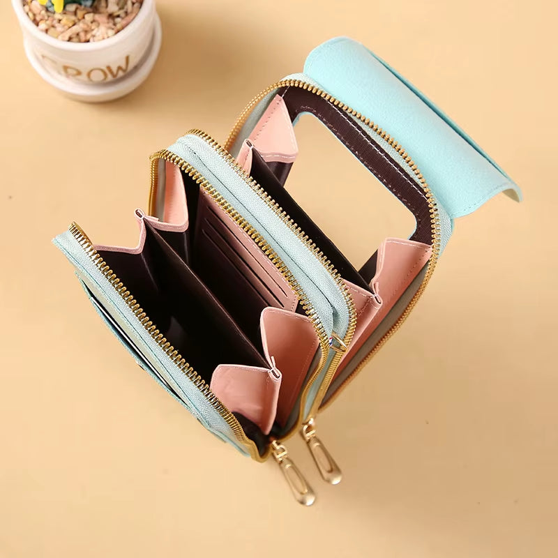 Crazy Bag Fashion Touch Screen Lock Cell Phone Bag Women'S Mobile Phone Card Holder Crossbody Shoulder Bag