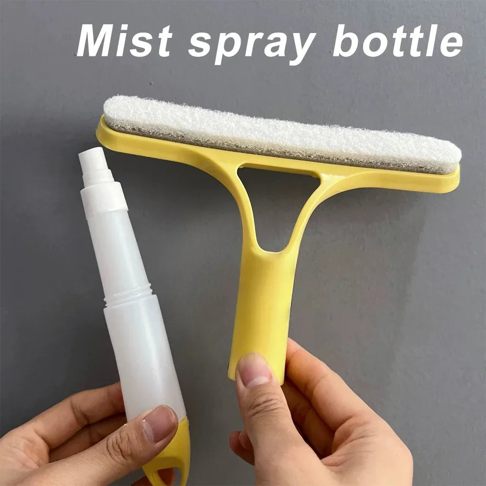 3-in-1 Window Cleaning Squeegee with Spray Bottle & Microfiber Pad – Multi-Function Glass, Mirror & Car Cleaner Tool