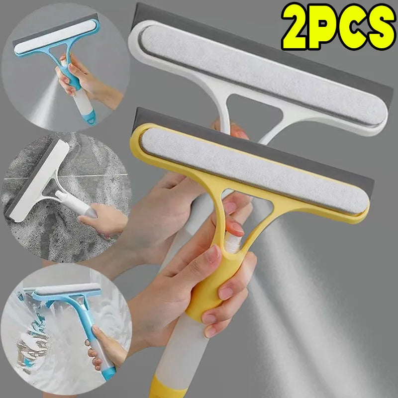3-in-1 Window Cleaning Squeegee with Spray Bottle & Microfiber Pad – Multi-Function Glass, Mirror & Car Cleaner Tool