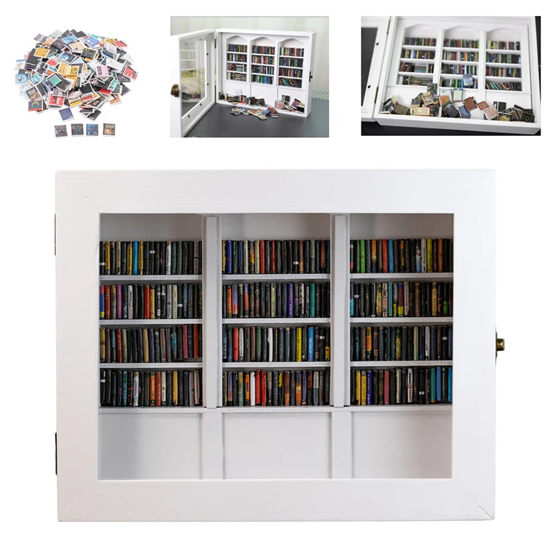 Miniature Wooden Library Bookshelf Ornament for Stress Relief and Anxiety Management - Ideal Gift for Friends and Dollhouse Decor