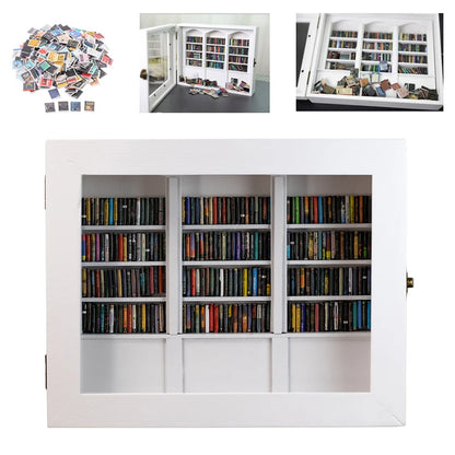 Miniature Wooden Library Bookshelf Ornament for Stress Relief and Anxiety Management - Ideal Gift for Friends and Dollhouse Decor