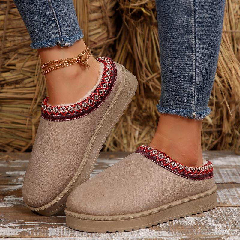 Women’s Cozy Platform Slip-On Snow Slippers – Warm Plush Lined Indoor & Outdoor Winter Clogs