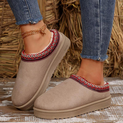 Women’s Cozy Platform Slip-On Snow Slippers – Warm Plush Lined Indoor & Outdoor Winter Clogs