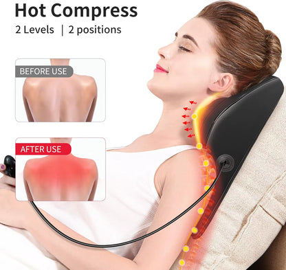 Back Massager with 3D Kneading Back & Neck Massager with Heat – Shiatsu Massage Pillow for Back, Neck, Shoulder, Leg Pain Relief | 2 Heating Zones, Remote Control – Perfect Gift for Women & Men