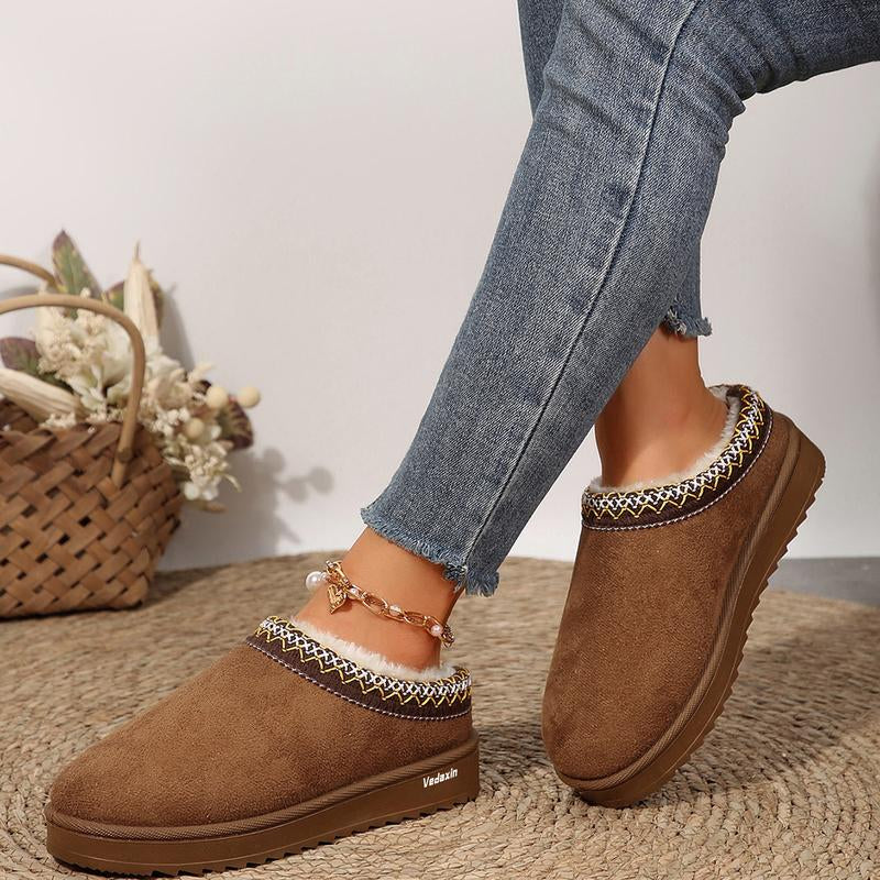 Women’s Cozy Platform Slip-On Snow Slippers – Warm Plush Lined Indoor & Outdoor Winter Clogs
