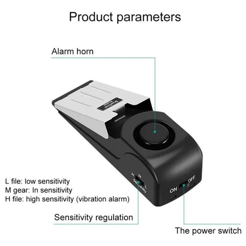 120dB Wireless Door Stop Alarm – Anti-Theft Security Wedge, Adjustable Sensitivity, Travel & Home Protection Device