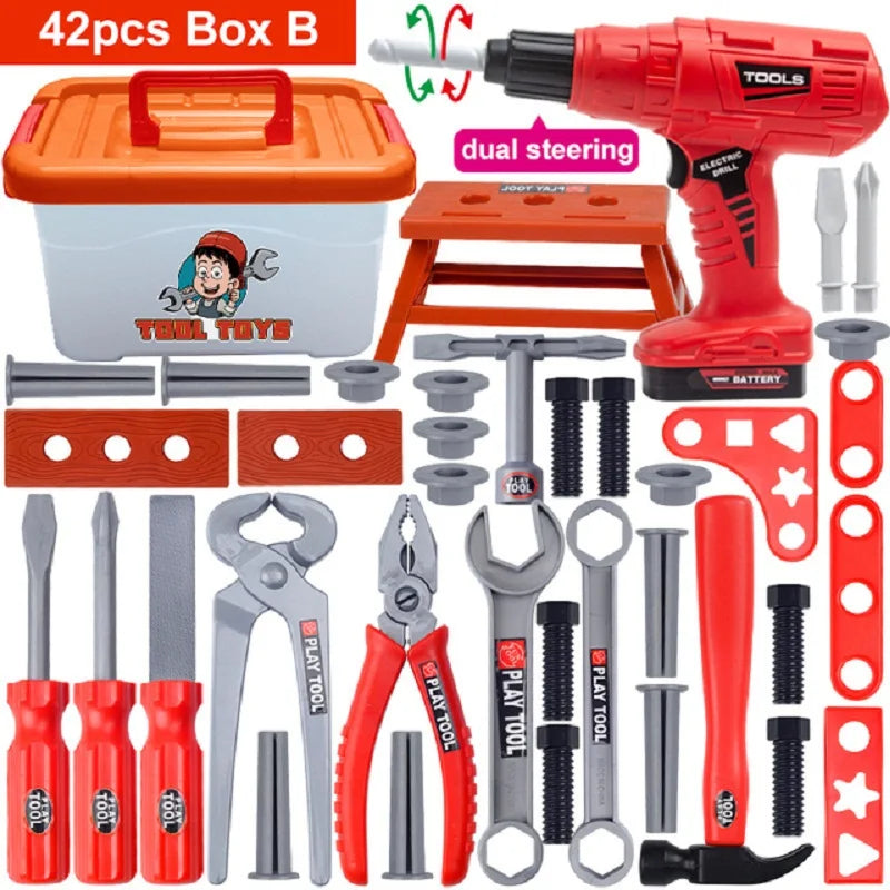 Kids Toolbox Engineer Playset – Electric Drill & Screwdriver Repair Tools Kit, Pretend Construction Toy for Boys & Girls, Educational STEM Gift