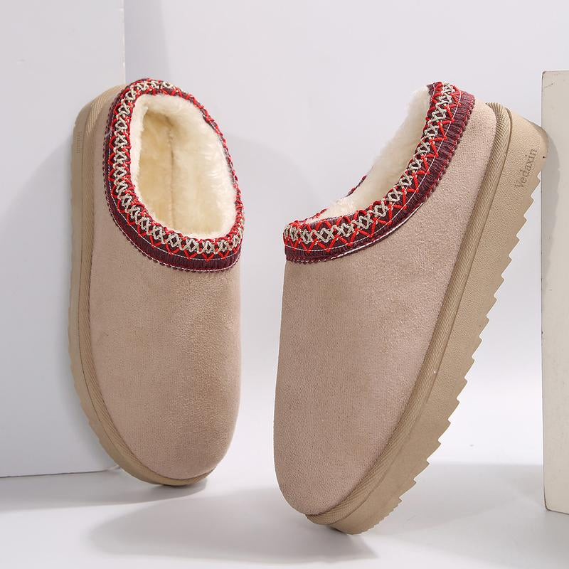 Women’s Cozy Platform Slip-On Snow Slippers – Warm Plush Lined Indoor & Outdoor Winter Clogs