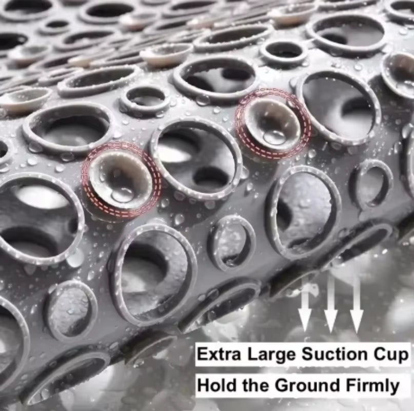 Square Non-Slip Bathroom Mat with Suction Cups – Quick Drain Shower Mat, Anti-Fall Massage Floor Pad, Fast Drying Design