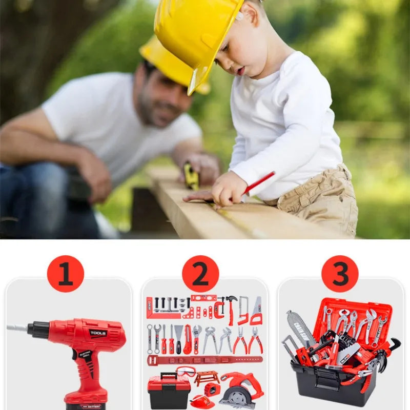 Kids Toolbox Engineer Playset – Electric Drill & Screwdriver Repair Tools Kit, Pretend Construction Toy for Boys & Girls, Educational STEM Gift