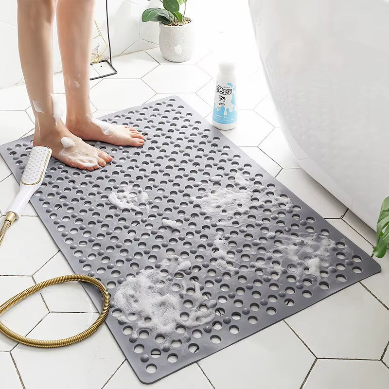 Square Non-Slip Bathroom Mat with Suction Cups – Quick Drain Shower Mat, Anti-Fall Massage Floor Pad, Fast Drying Design