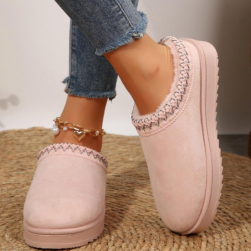 Women’s Cozy Platform Slip-On Snow Slippers – Warm Plush Lined Indoor & Outdoor Winter Clogs
