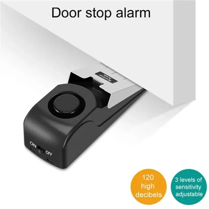 120dB Wireless Door Stop Alarm – Anti-Theft Security Wedge, Adjustable Sensitivity, Travel & Home Protection Device