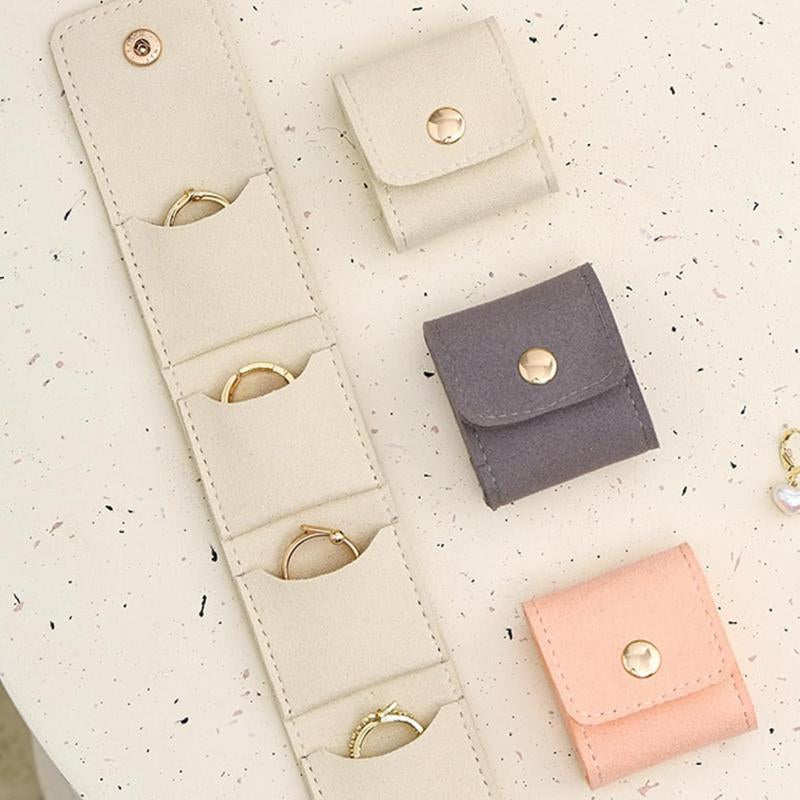 Mini Travel Jewelry Organizer Set (3Pcs) – Velvet Lined, Foldable Storage Boxes with Snap Closure