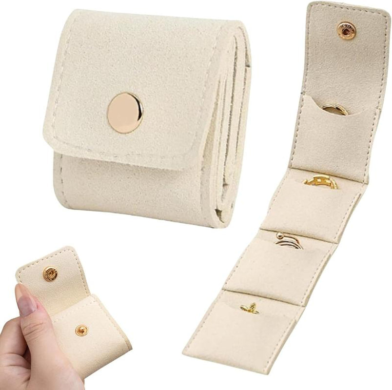 Mini Travel Jewelry Organizer Set (3Pcs) – Velvet Lined, Foldable Storage Boxes with Snap Closure