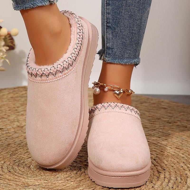 Women’s Cozy Platform Slip-On Snow Slippers – Warm Plush Lined Indoor & Outdoor Winter Clogs