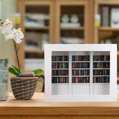 Miniature Wooden Library Bookshelf Ornament for Stress Relief and Anxiety Management - Ideal Gift for Friends and Dollhouse Decor