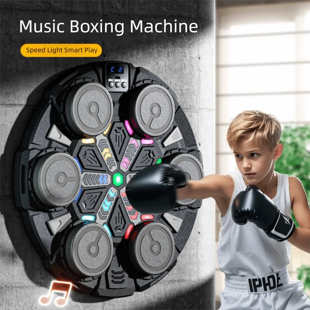 Bluetooth Connection Smart Music Boxing Machine Noise Reduction Wall Mounted Reaction Training Equipment LED Lighted