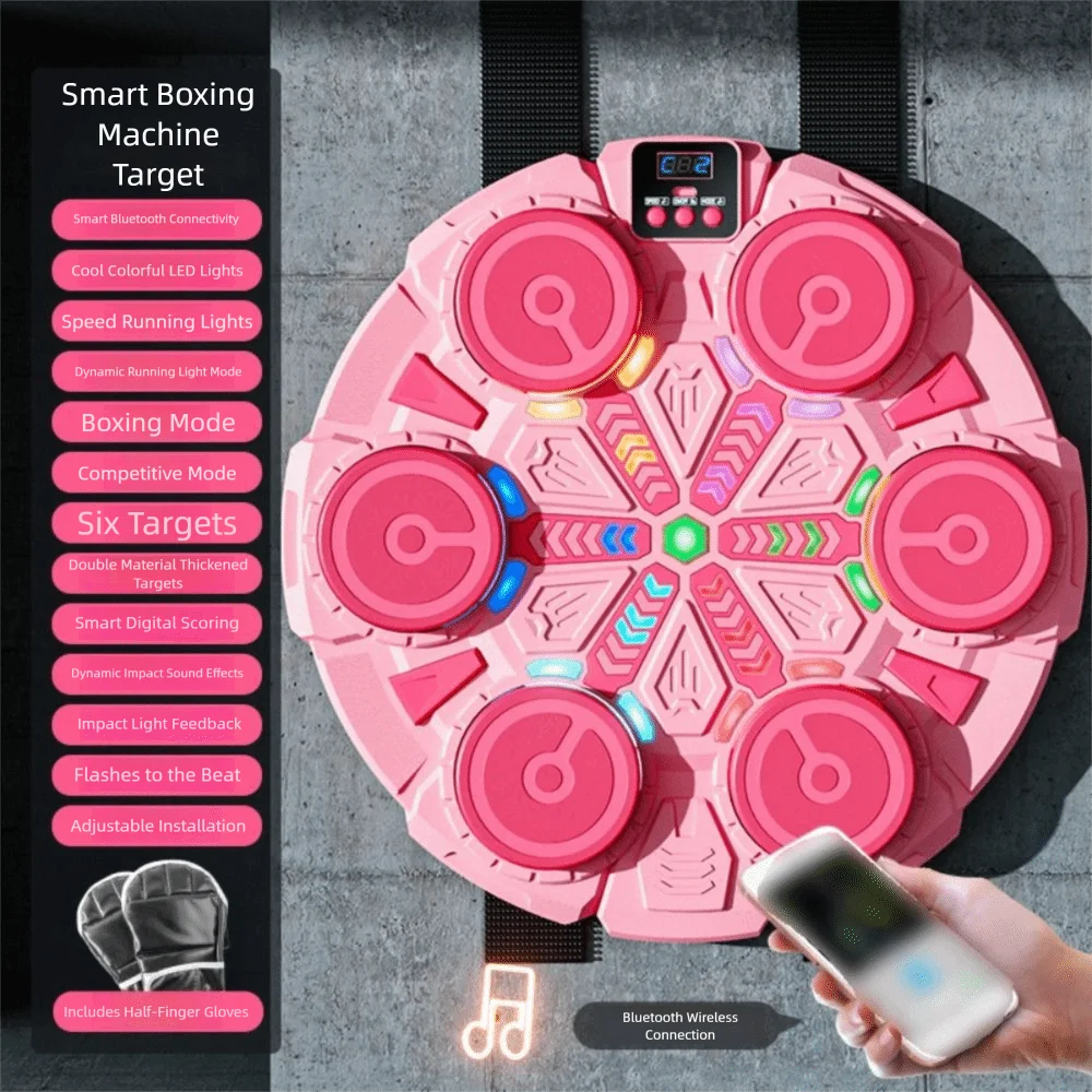 Bluetooth Connection Smart Music Boxing Machine Noise Reduction Wall Mounted Reaction Training Equipment LED Lighted