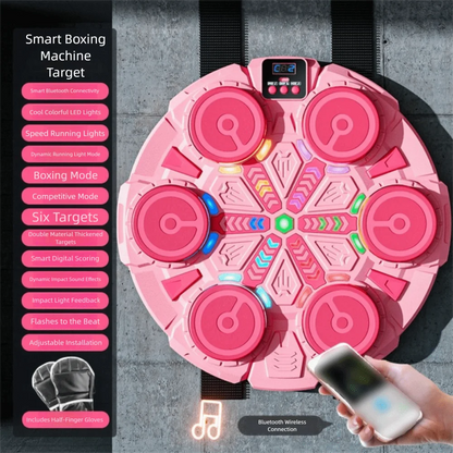 Bluetooth Connection Smart Music Boxing Machine Noise Reduction Wall Mounted Reaction Training Equipment LED Lighted