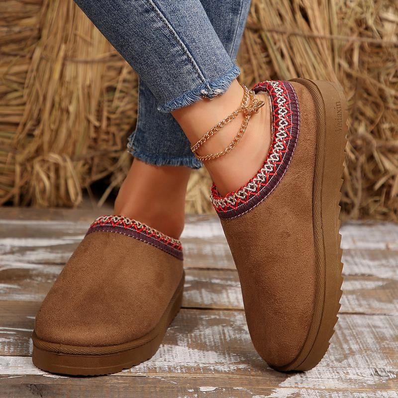 Women’s Cozy Platform Slip-On Snow Slippers – Warm Plush Lined Indoor & Outdoor Winter Clogs