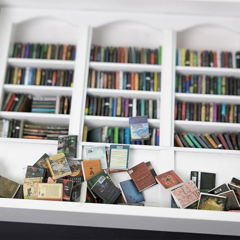 Miniature Wooden Library Bookshelf Ornament for Stress Relief and Anxiety Management - Ideal Gift for Friends and Dollhouse Decor