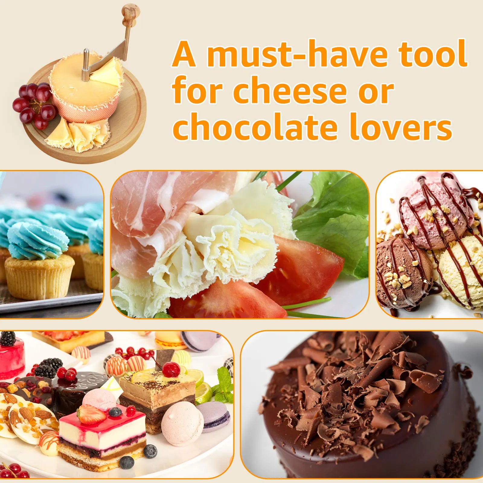 Stainless Steel Cheese Curler & Shaver – Handheld Grater for Butter, Chocolate, Cheese