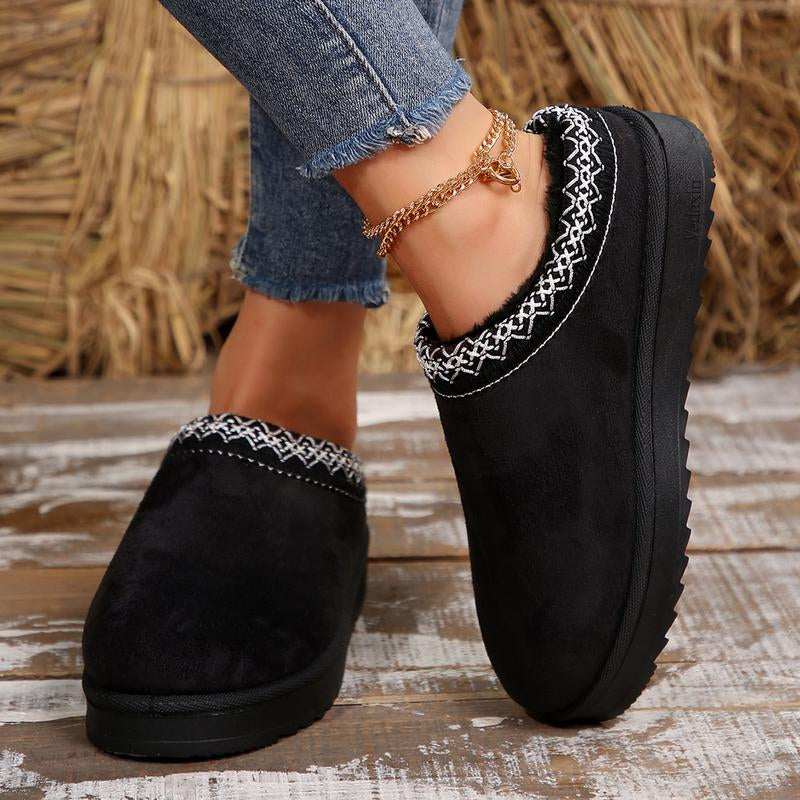 Women’s Cozy Platform Slip-On Snow Slippers – Warm Plush Lined Indoor & Outdoor Winter Clogs