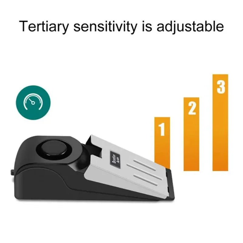 120dB Wireless Door Stop Alarm – Anti-Theft Security Wedge, Adjustable Sensitivity, Travel & Home Protection Device