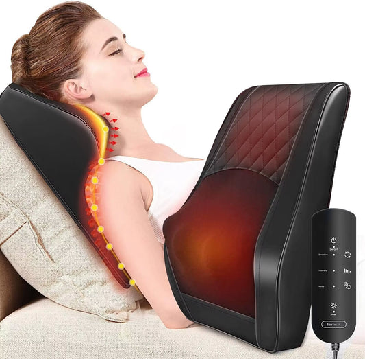 Back Massager with 3D Kneading Back & Neck Massager with Heat – Shiatsu Massage Pillow for Back, Neck, Shoulder, Leg Pain Relief | 2 Heating Zones, Remote Control – Perfect Gift for Women & Men