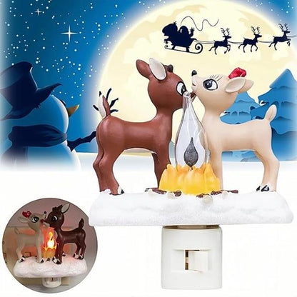 Christmas Reindeer Night Light Plug-In – LED Holiday Lamp for Bedroom & Living Room