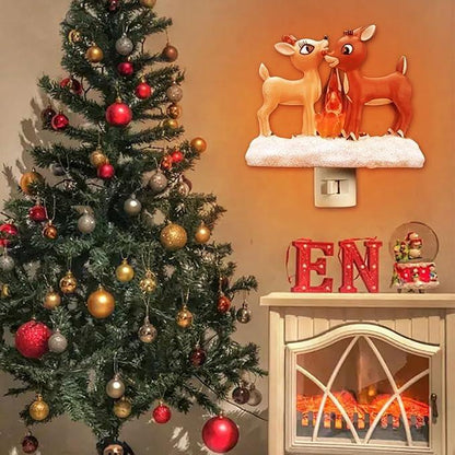 Christmas Reindeer Night Light Plug-In – LED Holiday Lamp for Bedroom & Living Room
