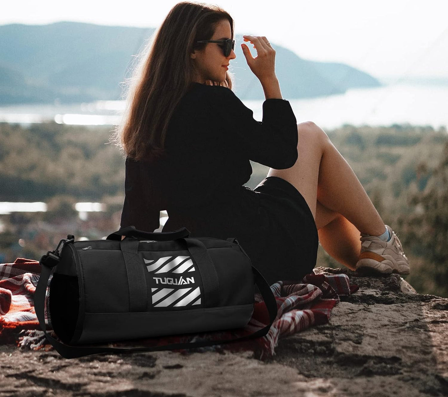 Sports Gym Duffel Bag  40L with Shoe Compartment & Wet Pocket – Basketball Travel Bag for Men & Women, Waterproof Lightweight Fitness Tote