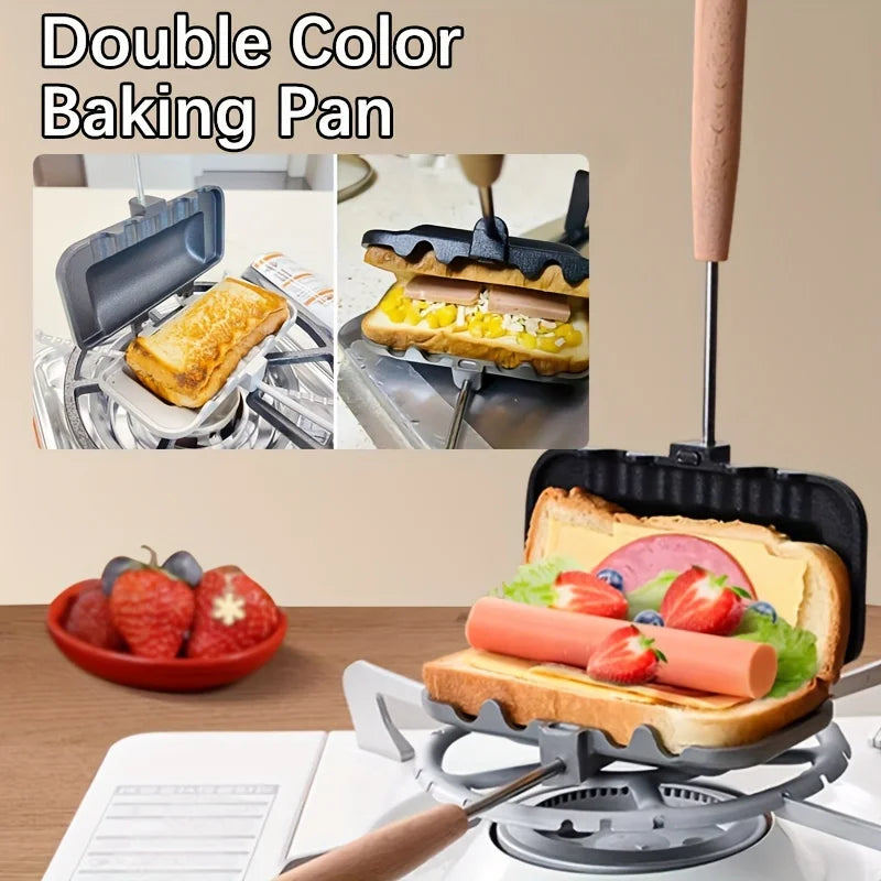 “Double-Sided Sandwich Maker Pan – Non-Stick Aluminum Alloy Toast & Grill Pan for Stovetop Cooking”