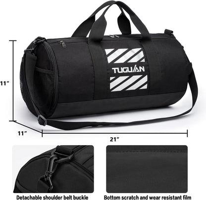 Sports Gym Duffel Bag  40L with Shoe Compartment & Wet Pocket – Basketball Travel Bag for Men & Women, Waterproof Lightweight Fitness Tote