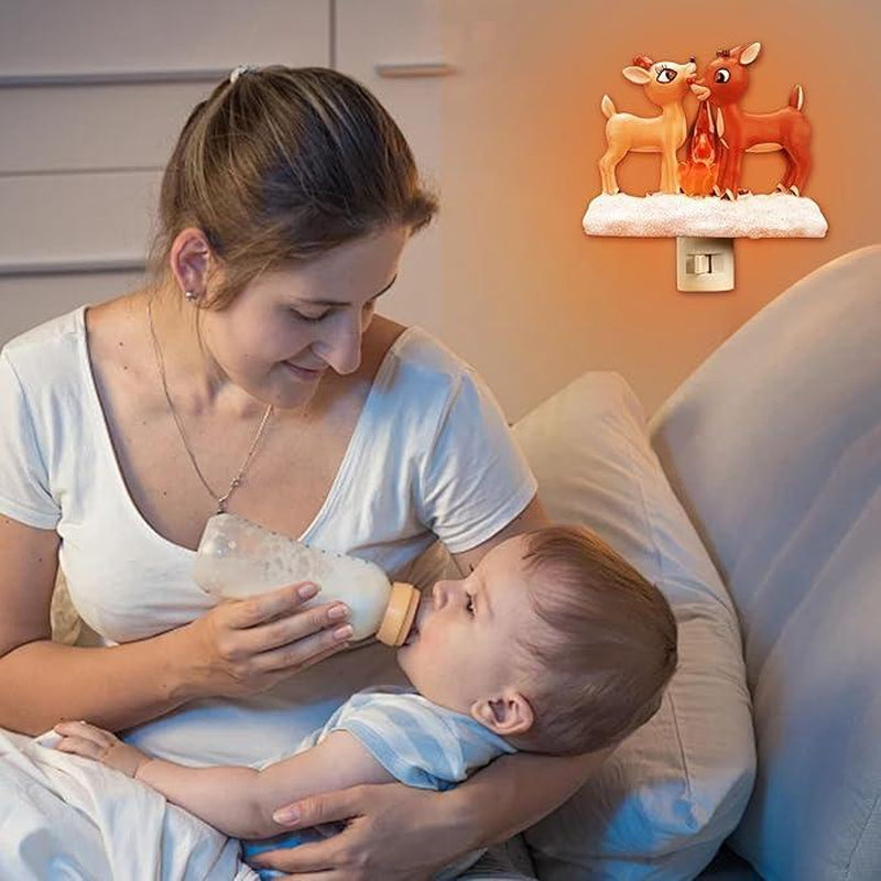 Christmas Reindeer Night Light Plug-In – LED Holiday Lamp for Bedroom & Living Room
