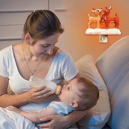 Christmas Reindeer Night Light Plug-In – LED Holiday Lamp for Bedroom & Living Room
