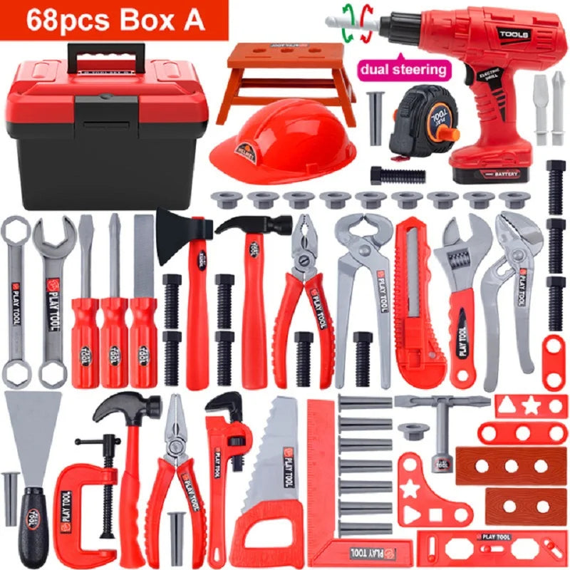 Kids Toolbox Engineer Playset – Electric Drill & Screwdriver Repair Tools Kit, Pretend Construction Toy for Boys & Girls, Educational STEM Gift