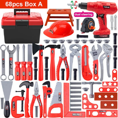 Kids Toolbox Engineer Playset – Electric Drill & Screwdriver Repair Tools Kit, Pretend Construction Toy for Boys & Girls, Educational STEM Gift
