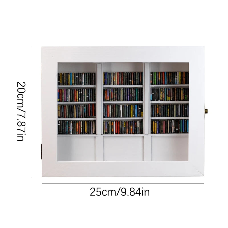 Miniature Wooden Library Bookshelf Ornament for Stress Relief and Anxiety Management - Ideal Gift for Friends and Dollhouse Decor