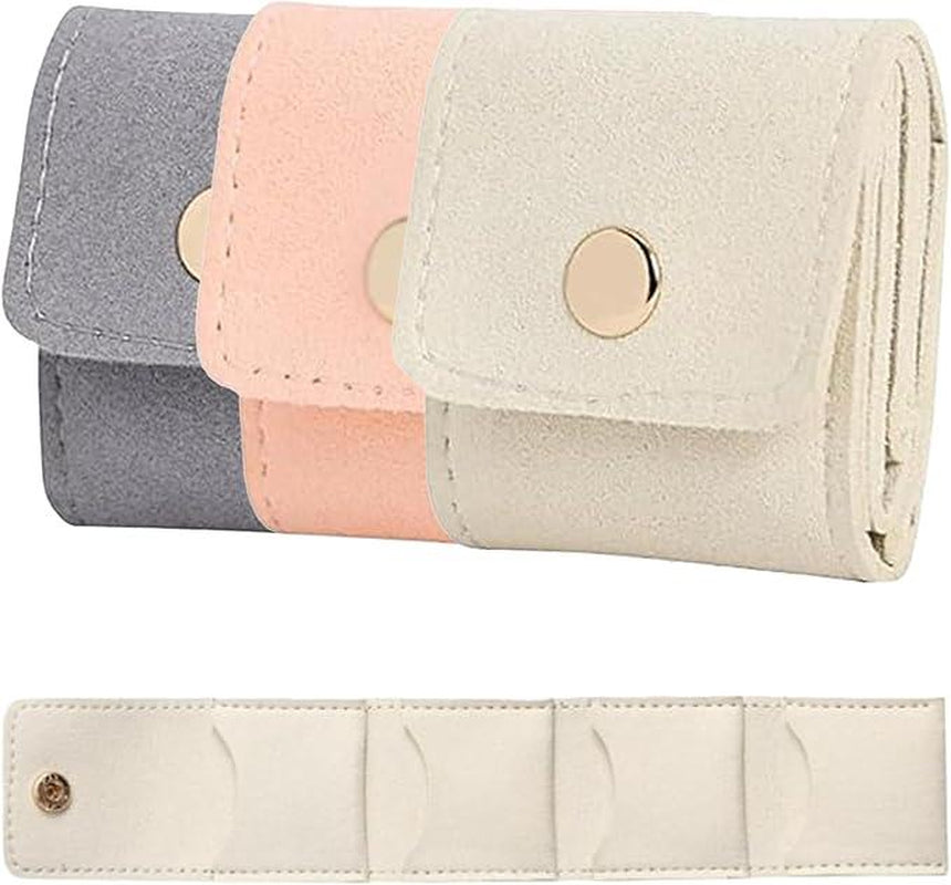Mini Travel Jewelry Organizer Set (3Pcs) – Velvet Lined, Foldable Storage Boxes with Snap Closure